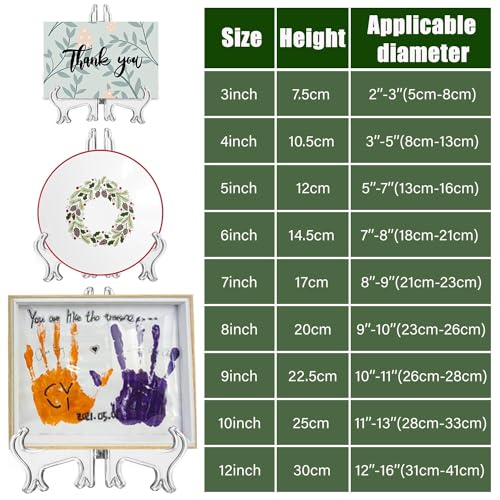 LonlyEagle 12 Pack 4 Inch Clear Plastic Easels or Stand/Plate Holders to Display Pictures or Other Items at Weddings, Plate Stands for Home Decoration, Birthdays, Tables - size: 4 inch