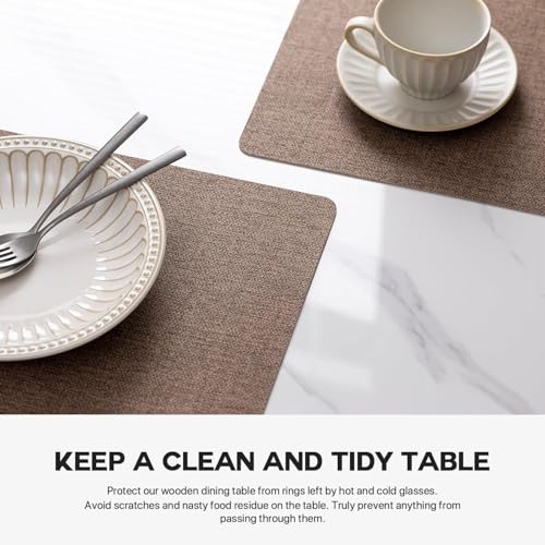 Baroyal Faux Leather Placemats Set of 6 Vinyl Washable Wipeable Table Mats for Kitchen Dining Table Heat Resistant Waterproof Modern Indoor/Outdoor Placemats Non-Slip Easy Clean Place Mats (Cocoa) - color: C-cocoa