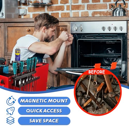 ULIBERMAGNET Magnetic Wrench Holder,Heavy Duty Magnetic Tool Holder,Wrench Screwdriver Shear Organizer Rack Magnetic Mount Tools Rack for Garage,Tool Cart,Pegboards,Workbench - style: Black Magnetic Wrench Rack