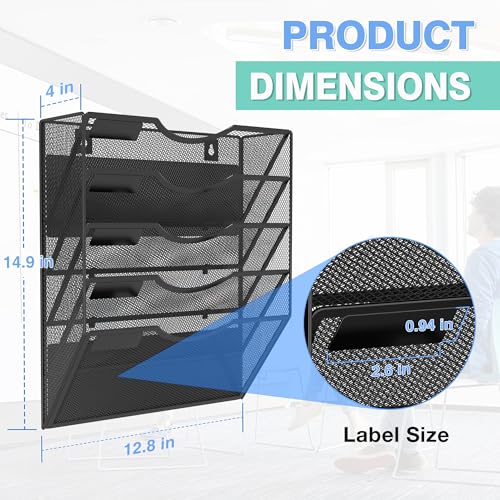 Kuntine.B Wall File Organizer Office Hanging Magazine Holder Wall File Organizer for Office Home (Black, 5 Tier Magnetic) - color: Black, size: 5 Tier Magnetic