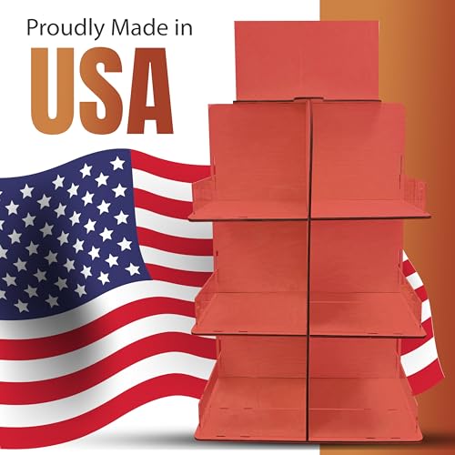 Versatile 4-Sided Rotating Display Stand for Candy, Snacks, Jams, Produce and More - Ideal for Craft Shows, Farmers Markets, and Retail Stores - 12 Shelves, Heavy-Duty Design, Easy Setup (Red) - color: Red