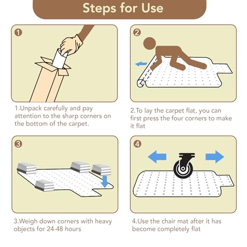 Office Chair Mat for Carpet with Lip, 48" x 72" Clear Plastic Heavy Duty Desk Floor Protector, Low Pile Carpet Saver Mat for Rolling Chairs, Smooth Glide Computer Chair Mat for Office or Home - size: 48"x72"
