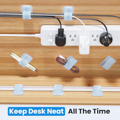 Cable Management Under Desk, 【Up to 15 Cord】【Enhanced Wire Holder】 Reusable Cord Organizer Holder, Adjustable Hook and Loop Cable Ties, Wire Clips Under Table Hider, 20 Pair(Blue) - color: Blue, size: 20 Pair