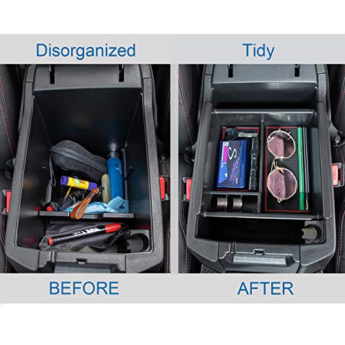 JDMCAR Center Console Organizer Compatible with Toyota 4Runner Accessories 2010-2024 and Kia Telluride (2020-2024), Insert ABS Black Materials 4 Runner Tray, Armrest Box Secondary Storage -Red Trim - color: RED