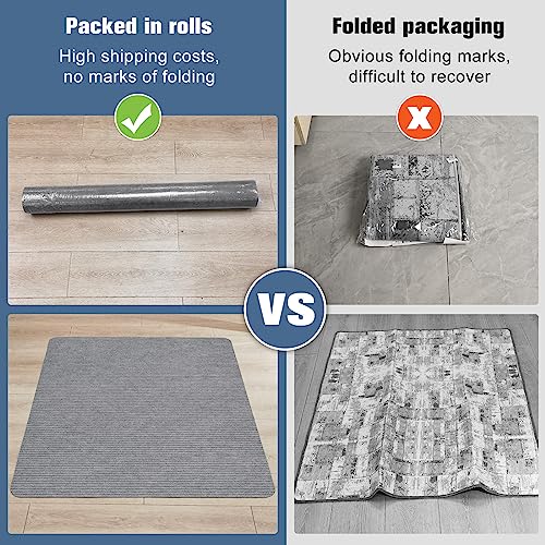 Placoot 2 Pack Desk Chair Mat for Hardwood Floor, Computer Chair Floor Mat, 55"x35" Office Chair Mat, Large Rubber Anti-Slip Floor Protector for Home Office Light Grey (Folding Packaging) - color: 2 Pcs-lightgrey, size: 55" x 35"