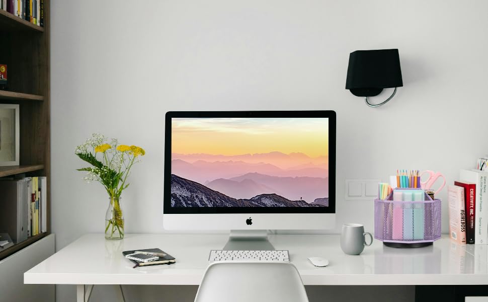 Exerz Desk Organiser/Mesh Desk Tidy Candy/Pen Holder/Multifunctional Organiser 360 Rotating - color: Light Purple