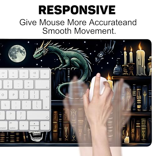 Magic School Witch Apothecary Skull Gaming Mouse Pad 35.4 x 15.7 Inches with Non-Slip Rubber Base, Smooth Cloth Surface Desk Keyboard Mat for Computer, PC, Laptop, Desktop - color: Magic School Witch Apothecary Skull