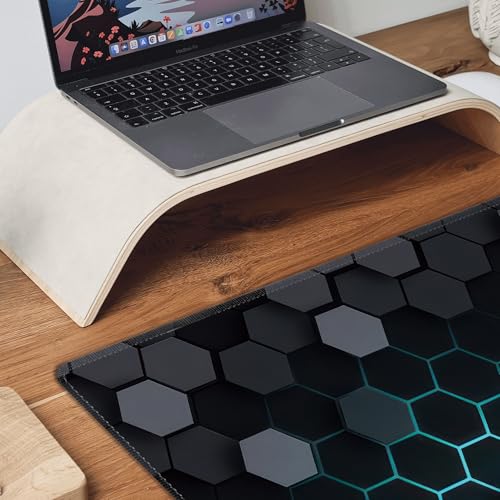Hexagon Honeycomb Large Mouse Pad,Gaming Keyboard Desk Pad,Extended Mouse Mat Non-Slip Rubber Base with Stitched Edges for Office Game Home XXL 35.4"x15.7" - color: Honeycomb B, size: 35.4L x 15.7W inches