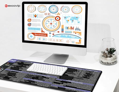 excovip Shortcut Mouse Pad for PHP,31.4x11.7x0.07 inch Extended Large Cheat Sheet Mousepad PC Office Spreadsheet Keyboard Shortcut Mouse Mat with Non-Slip Stitched Edge 0432 - color: For PHP
