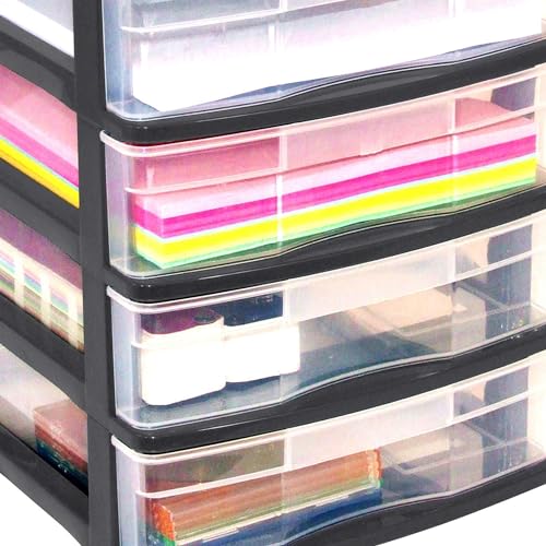 Gracious Living 4 Drawer Desktop & Countertop Organizer w/Organization Lid for Craft Storage, Office Supplies & School Supplies, Black/Clear (2 Pack) - size: 2 Pack