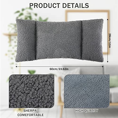 Queekay Fleece Lumbar Support Pillow 3 Section Back Pillow Office Chair for Back Support Comfortable Lumbar Cushion for Car Seat Pain Relief Sofa Rest(Gray) - color: Gray