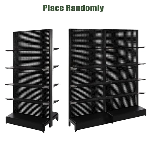 NectaCol 4 Packs Gondola Shelves 35 1/4”L x 11 1/2”W for Industrial Grade Black Pegboard Display Rack,4 Shelves for Gondola Units, Extra 8 Pieces Supply Arms, Black - size: 4 Units - Shelves - Black