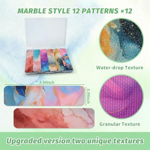 72 Pieces Anxiety Sensory Stickers with Storage Box - Sensory Stickers 2 Textured Surface - Fidget Strips for Office Desk Adult Stress (Marble) - style: Marble Style