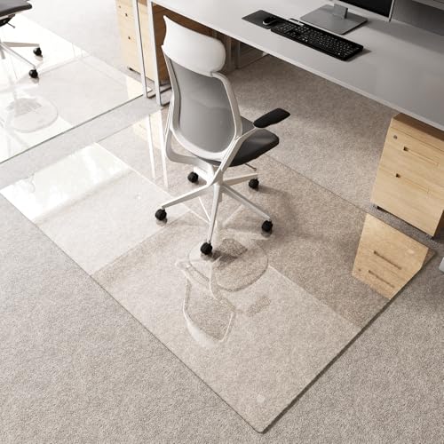 Tempered Glass Chair Mat 72"x48" – Ultra-Clear Office Chair Mat for Hardwood Floors & Low-Pile Carpets – Heavy-Duty 0.2" Scratch-Resistant Surface with Non-Slip Pads – Supports 1,000 lbs - size: 72"x48"