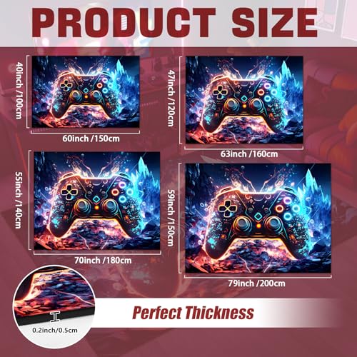 Gaming Area Rug Teen Boys Carpet, Colorful Gamepad Background Game Controller Design for Game Room, Boys Girls Bedroom Playroom, Living Room (Crystal Cave, 63" x 47") - color: Crystal Cave, size: 3'11" x 5'3" (Rectangular)