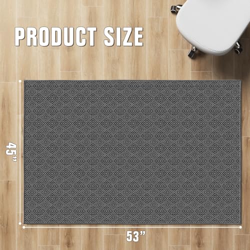 KMAT Office Chair Mat, 45x53in Heavy Duty Hardwood/Tile Floor Protector, Floor Mat Computer Desk Mat for Rolling Chairs, Work, Study, Office, Black - color: Black, size: 45"x53"