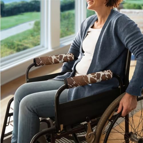 Brown Leopard Print Wheelchair Armrest Covers Wheelchair Parts Accessories Portable Mobile Arm Support for Wheelchair Office Transport Chair Mobility Scooter Gift for Women Men - color: Brown Leopard Print