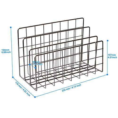 Desktop Mail Organizer File Organizer Metal Wire Mail Sorter Letter Organizer Magazine Rack for Letters, Mails, Books, Postcards, Brochures, Mail Holder (3 Slot, Dark Gray) - color: Dark Gray