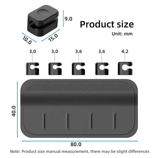 Magnetic Cable Organizer (Minimalist) | Premium Silicone Desktop Cord Management Set | Versatile Magnetic Clips for Home, Office & Workspace | Strong Adhesion, Tidy Desk Solution (Black) - color: Black