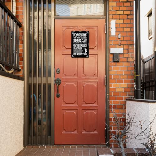 No Soliciting Sign for House Funny No Soliciting Sign for Front Door Home Yard, Don't Knock This Home Charges 50 per Minute, Funny Warning Aluminium Plate Signs for Home Office Decor 8x12 Inches - color: Vintage No Soliciting Sign