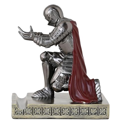 Windbreaker Soldier Knight Pen Holder Personalized Desk Accessory, Mobile Phone & Gaming Controller Holder, Device Stand Gift for Medieval Enthusiasts (Iron) - color: Iron