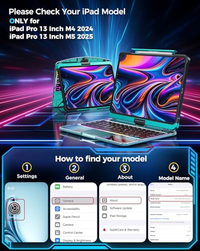 TSQQST Clear Wireless Keyboard Case for iPad Pro 13 Inch M5/M4 2025/2024 with Pencil Holder & Multi-Touch Trackpad, Visible PCB High-Tech Style, 3-Brightness & 7-Color Backlight, 360 Rotatable, Blue - color: Clear+Blue, size: Pro13 M5/M4