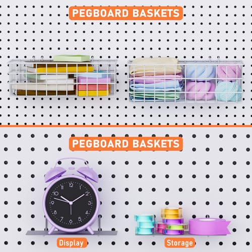 INCLY 30PCS Peg Board Organizer Accessories Kit, Pegboard Hooks Assortment with Bins, Cups, Wire Baskets and Paper Towel Holder for 1/8“ and 1/4” Pegboard Garage Workbench Craft Room Organizing Tools - color: Clear