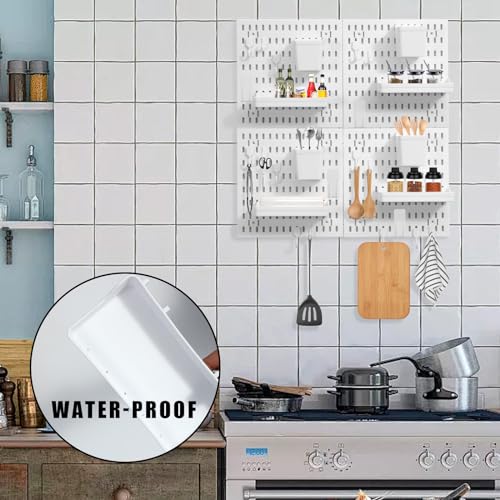 Premium Pegboard Combination Kit, White Pegboard Wall Organizer with 4 Small Plastic Panels and 38 Accessories, Ideal for Craft Room, Bathroom, Nursery Storage, and Office (22"*22")