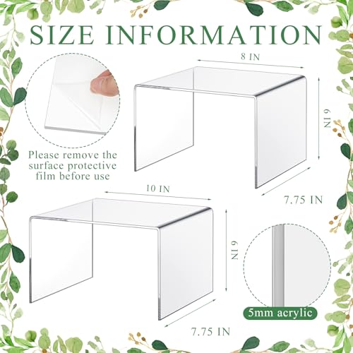 RattanView 2 Pcs 8 Inch, 10 Inch Large Acrylic Risers Display Stands 5 mm Thick Acrylic Shelf Riser Showcase for Collectibles Jewelry Cupcakes Food Figures Perfume Cabinet (Clear) - color: Clear, size: 8 Inch, 10 Inch, 5 mm