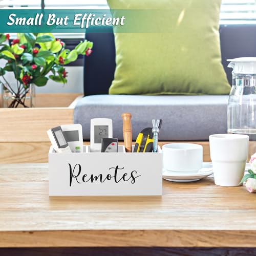 DRASTAR Remote Control Holder, Wood TV Remote Holder, Remote Storage Caddy, Remote Control Organizer (White, 3 Slots) - color: White, size: 3 Slots