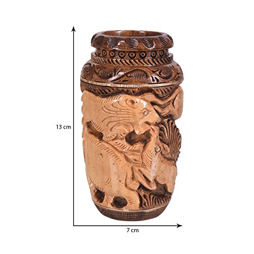 Craft Trade Hand Carved Wood Pen Holder for Desk Organizer for Home School Office Supplies Pencil Cup Pot Storage Box Suitable for Stationery - Vintage Wood - color: Elephant