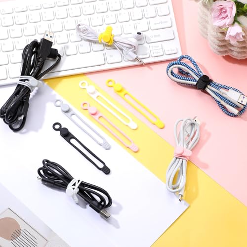 Nuanchu 40 Pcs Silicone Cable Ties Reusable Holder Adjustable Straps Multipurpose Charging Cable Organizer for Fastening Charging Cords Wires(4.17 Inch,Assorted Color) - color: Assorted Color, size: 4.17 Inch