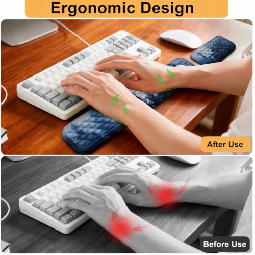 Keyboard Wrist Rest Mouse Wrist Support, Memory Foam Wrist Rest Pad for Computer Laptop, Ergonomic Wrist Cushion Support for Typing Pain Relief, Gaming Home Office, Forest - color: Forest