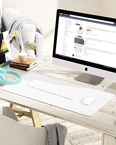YSAGi Non-Slip Leather Desk Pad, Waterproof Laptop Computer Desk Keyboard Mat, Table Protector Blotter Mat, Large Mouse Pad for Office/Work/Home/Decor(White, 31.5" x 15.7") - color: White, size: 31.5" x 15.7"