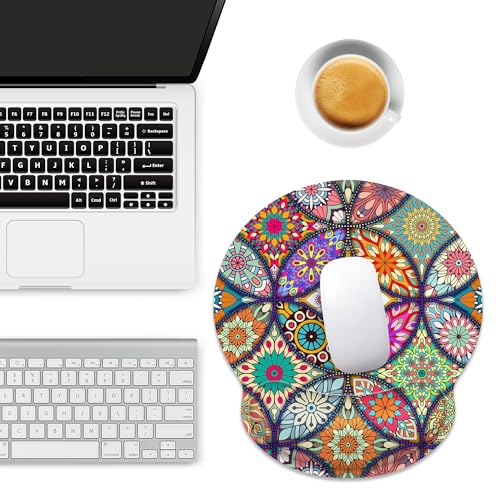 Ergonomic Mouse Pad with Wrist Support,Boho Modern Art Mouse Pad with Wrist Rest,Relieve Wrist Pain Mousepad Non-Slip Rubber Base,Mouse Pads for Desk,Computers,Laptop,Office,Gaming,Accessories - color: Boho Modern Art