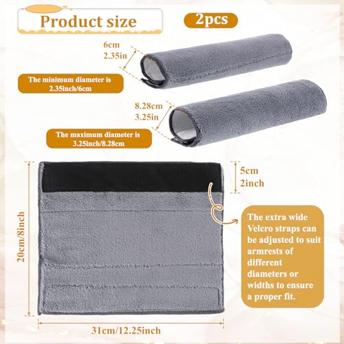 Wheelchair Armrest Pads, 2 Pcs Widened Wheelchair Armrest Covers Self Adhesive Strips Wheelchairs Accessories Adults Soft Wheel Chair Arm Rest Pads for Wheelchairs Office Chairs, Wicking