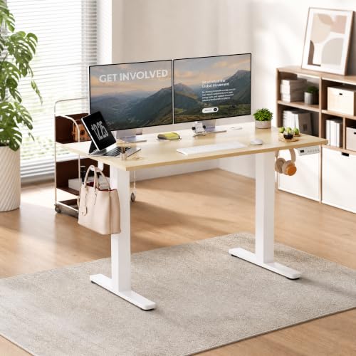 Claiks Electric Standing Desk 40x24 Inches, Adjustable Height Motorized Sit Stand Desk with 3 Memory Presets&Cable Management, Space-Optimized Computer Workstation for Home Office&Bedroom, Nature - color: Nature, size: 40 Inch