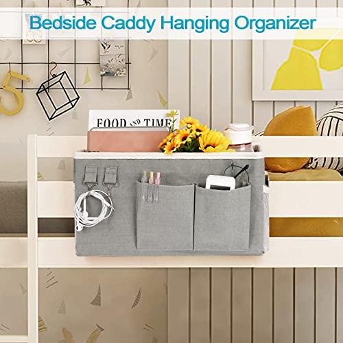 Loghot Bedside Caddy/Bedside Storage Bag Hanging Organizer for Bunk and Hospital Beds,Dorm Rooms Bed Rails,Can be Placed Glasses,Books,Mobile Phones,Keys (2pc Grey) - color: 2pc Grey