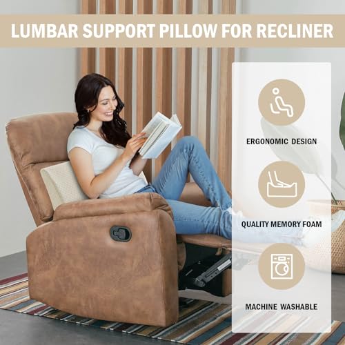 HOMBYS Lumbar Support Pillow for Recliner Chair, Memory Foam Back Support Cushion for Elderly,Extra Large Lumbar Support Pillow,Thick Backrest for Home Reading (Khaki, 20“x13.5"x5") - color: Khaki, size: 20“x13.5"x5"