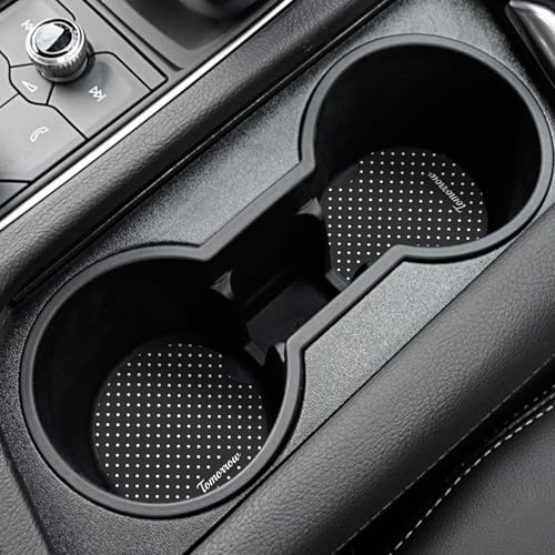 Cute Fashion Polka Dot Car Coasters 2 Pack for Cup Holders, 2.56 Inch Finger Notch Retro 70's Style Ceramics Heat Resistant Anti Slip Cork Base Car Drinks Coasters Auto Accessories-Black - color: Black