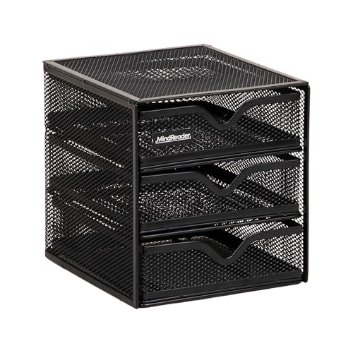 Mind Reader Desktop Accessory Storage, Desk Supplies, Organizer, Office, Metal Mesh, 6.25" L x 6.5" W x 6.5" H, Black - size: 6.25"L x 6.5"W x 6.5"H