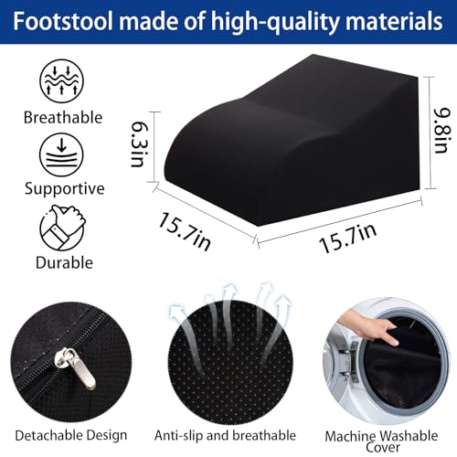 Foot Rest for Under Desk at Work, Ergonomic Under Desk Footrest with Washable Cover for Office, Home & Gaming Leg Elevation Pillow Black - color: A-black