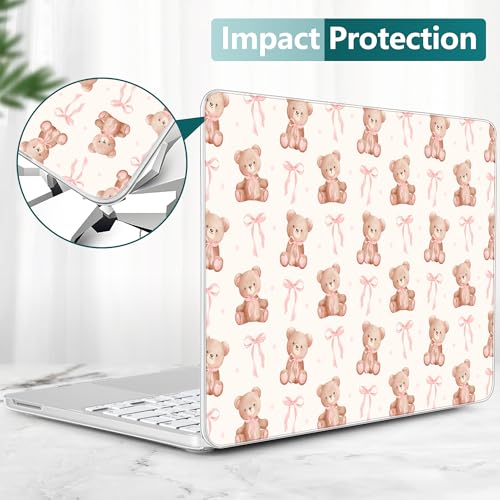 DONGKE Compatible with MacBook Neo 13 Inch Case 2026 A3404 A18 Pro chip & Touch ID, Plastic Hard Shell with Keyboard Cover, Screen Protector & Dust Plugs, Bow & Bear - color: Bow & Bear