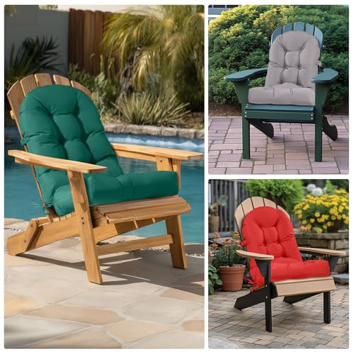 Adirondack Chair Cushion Waterproof Rocking Chair Cushion, Tufted High Back Patio Chair Cushions with Anti-Slip Ties for Rocking Chairs,Adirondack Chair,Patio Furniture (Green) - color: Green