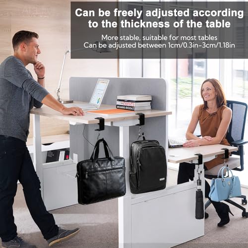 VZZNN 12 Pack Purse Hook for Table Heavy Duty Non-Slip Purse Hook for Desk Adjustable Clamp-on Under Desk Hanger High-Strength Alloy Material for Table for School/Office,Black - color: Black