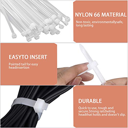 Plastic twist ties Cable Ties Heavy Duty Nylon Self-locking Long Wire Ties 50 Pack - White (24 Inch) - size: 24Inch 50Pack