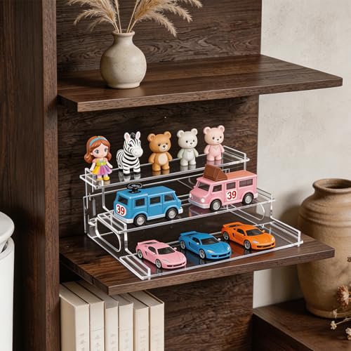 Clear Acrylic Display Risers – 3-Tier Shelf Stand for Cupcakes, Perfume, Figures, Collectibles & Desserts – Decorative Organizer for Party, Vanity, or Retail Display(Large) - size: Large