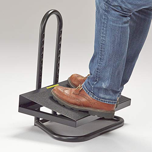 Safco Task Master Adjustable Footrest, 9 Position Textured Platform, Tubular Steel, for Home, Office & Classroom, Black