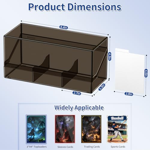 Top Loaders Storage Box, Acrylic Trading Card Storage Box with 10 Dividers, U-V Protection, Card Organizer for 110 Toploaders (Black) - color: Black