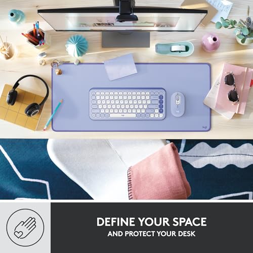 Logitech Desk Mat - Studio Series, Multifunctional Large Desk Pad, Extended Mouse Mat, Office Desk Protector with Anti-Slip Base, Spill-Resistant Durable Design, in Lilac - color: Lilac